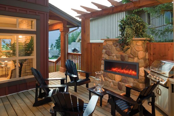 Amantii - BI Slim 60 inchSmart Electric Fireplace Indoor / Outdoor