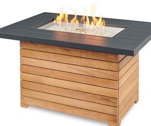 The Outdoor Greatroom Company - Darien Rectangular Gas Fire Pit Table with Aluminum Top
