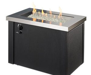 The Outdoor Greatroom Company - Stainless Steel Providence Rectangular Gas Fire Pit Table