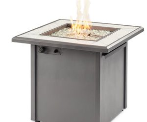 The Outdoor Greatroom Company - Vaughn Square Gas Fire Table White Top with Grey Base