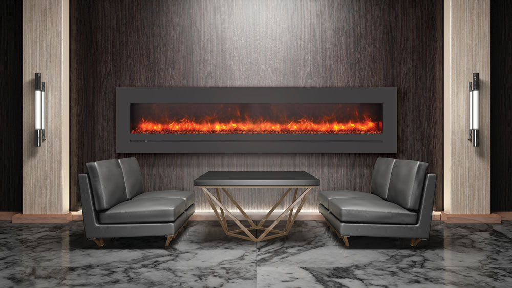 Amantii - WM-FML-88-9623-STL Linear Electric Fireplace